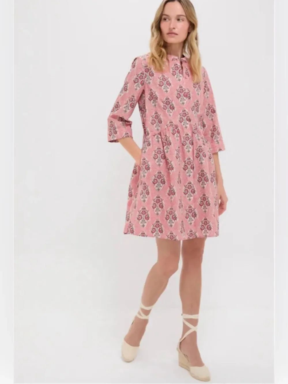 TUCKERNUCK Scarlet Sonata Royal Shirt Dress Pink Pockets Sz Large NWT